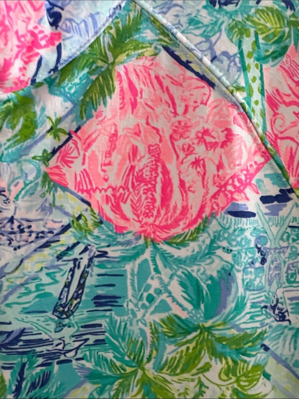 Lilly Pulitzer Teal and Pink Floral Half-Zip Pullover - Picture 10 of 12